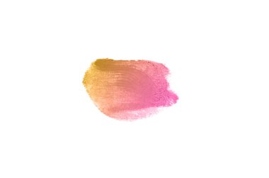 Smear ve ruj veya akrilik boya beyaz arka plan üzerinde izole doku. Lipgloss veya sıvı oje leke örneği inme. Güzellik kozmetik tasarım için eleman. Bronz renk