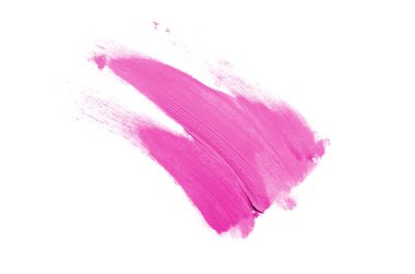 Smear ve ruj veya akrilik boya beyaz arka plan üzerinde izole doku. Lipgloss veya sıvı oje leke örneği inme. Güzellik kozmetik tasarım için eleman. Pembe renk