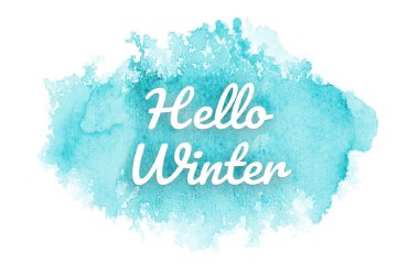 Kova boyası sıvı bir sıçrama ile soyut suluboya arka plan görüntüsü. Açık mavi tonları. Merhaba kış