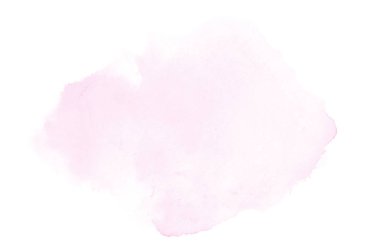 Beyaz üzerine izole edilmiş, sıvı bir kova boyası ile soyut suluboya arka plan görüntüsü. Pembe tonları