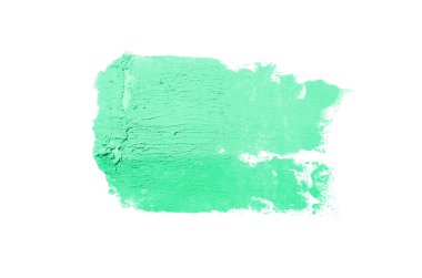 Smear ve ruj veya akrilik boya beyaz arka plan üzerinde izole doku. Lipgloss veya sıvı oje leke örneği inme. Güzellik kozmetik tasarım için eleman. Turkuaz renk