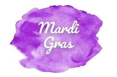 Abstract watercolor background image with a liquid splatter of aquarelle paint. Purple tones. Mardi gras