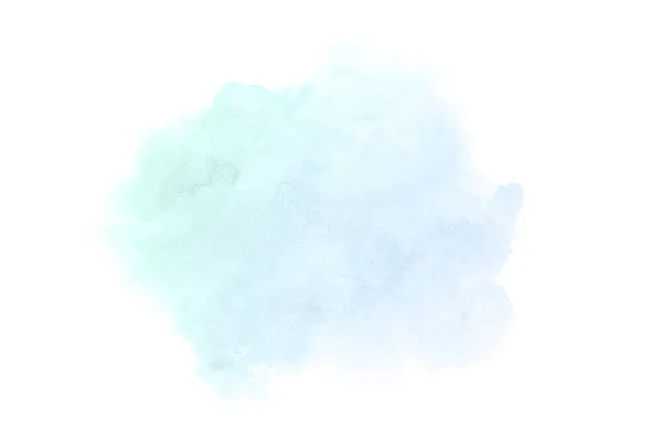 Imagem de fundo aquarela abstrata com um respingo líquido de tinta aquarelle, isolado sobre branco.tons pastel azul e turquesa — Fotografia de Stock