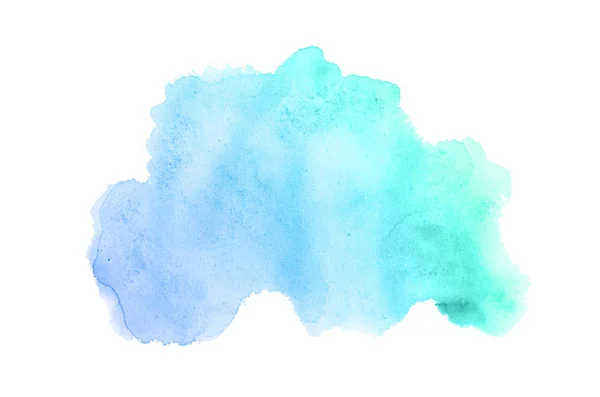 Абстрактне зображення акварельного фону з рідкою фарбою акварелі, ізольоване на білому. Синьо- бірюзові пастельні тони — стокове фото