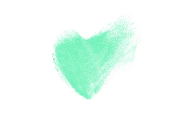Tekutá rtěnka srdce rozmazání izolovaná na bílém pozadí. Tyrkysová barva — Stock fotografie