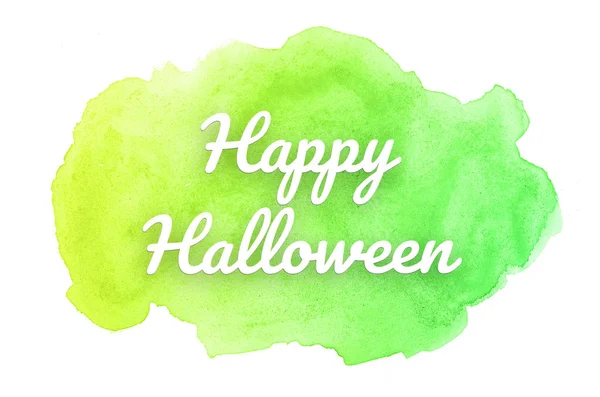 Abstrakte Aquarell-Hintergrundbild mit einem flüssigen Spritzer von Aquarell Pastelltöne grün und gelb. fröhliches Halloween — Stockfoto