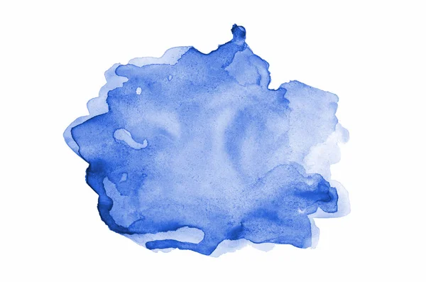 Imagen de fondo de acuarela abstracta con una salpicadura líquida de pintura acuarela, aislada en blanco. Tonos azules — Foto de Stock