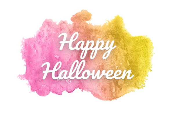 Abstraktes Aquarell-Hintergrundbild mit einem flüssigen Spritzer Aquarellfarbe. Rosa- und Gelbtöne. fröhliches Halloween — Stockfoto