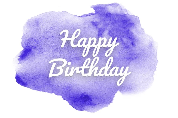 Imagem de fundo aquarela abstrata com um respingo líquido de tinta aquarelle. Tons violetas. Feliz aniversário. — Fotografia de Stock