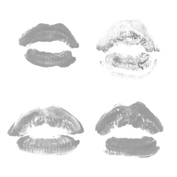 Vrouwelijke lippen lipstick kiss print set voor Valentijn dag geïsoleerd o — Stockfoto