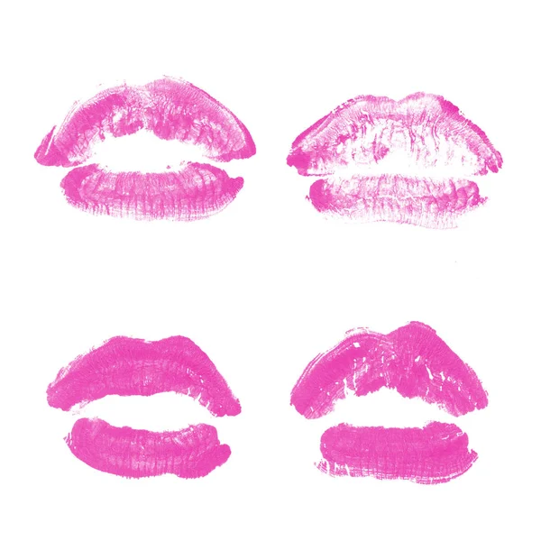 Kvinnliga läppar läppstift Kiss Print set för alla hjärtans dag isolerad o — Stockfoto