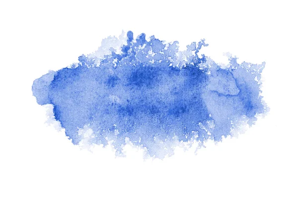 Абстрактное акварельное фоновое изображение с жидкими брызгами акварельной краски, выделенной на белом. Синие тона — стоковое фото
