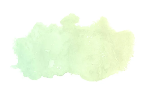 Abstract watercolor background image with a liquid splatter of aquarelle paint, isolated on white.Green and yellow pastel tones — Stock Photo, Image