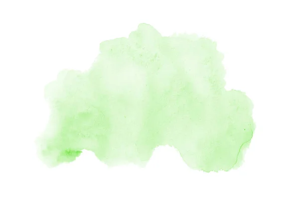 Abstract watercolor background image with a liquid splatter of aquarelle paint, isolated on white. Green tones — Stock Photo, Image
