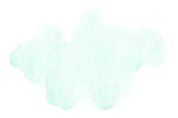 Imagen de fondo de acuarela abstracta con una salpicadura líquida de pintura acuarela, aislada en blanco. Tonos turquesa —  Fotos de Stock