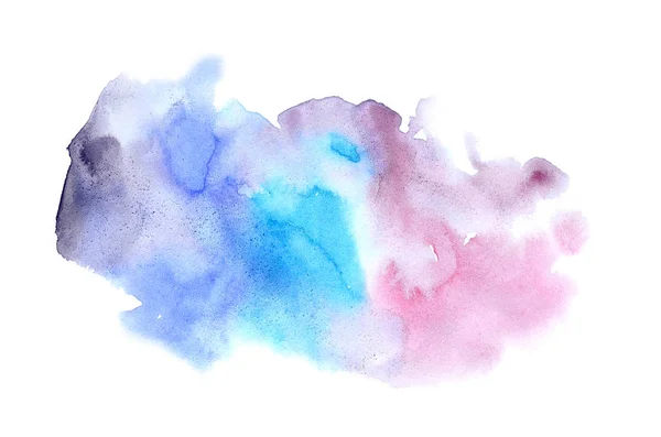 Imagem de fundo aquarela abstrata com um respingo líquido de tinta aquarelle, isolado em branco. Tons frios — Fotografia de Stock