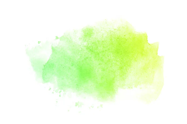 Abstract watercolor background image with a liquid splatter of aquarelle paint, isolated on white.Green and yellow pastel tones — Stock Photo, Image