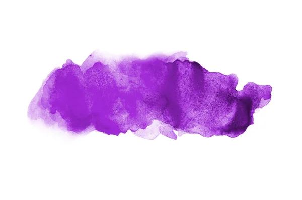 Abstract watercolor background image with a liquid splatter of aquarelle paint, isolated on white. Purple tones — Stock Photo, Image