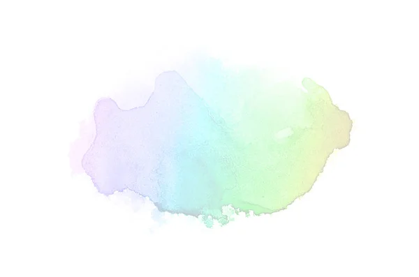 Abstraktes Aquarell-Hintergrundbild mit einem flüssigen Spritzer Aquarellfarbe, isoliert auf Weiß. Regenbogentöne — Stockfoto