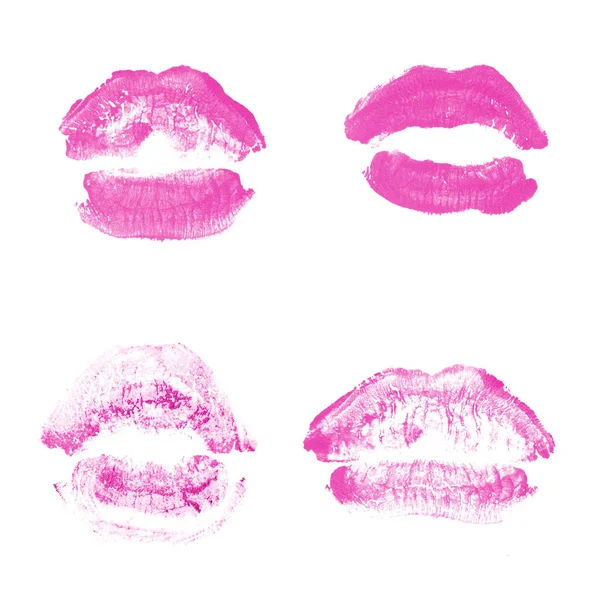 Vrouwelijke lippen lipstick kiss print set voor Valentijn dag geïsoleerd o — Stockfoto