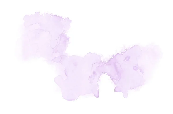 Abstrakt akvarell bakgrundsbild med en flytande splatter av akvarellfärg, isolerad på vitt. Lila toner — Stockfoto