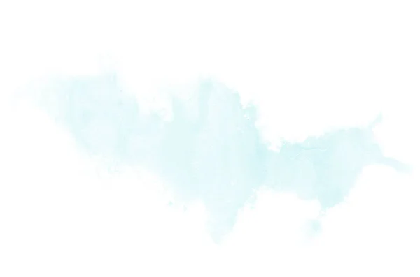 白に隔離されたアクアレル塗料の液体スプラッタを持つ抽象的な水彩の背景画像。ライトブルーのトーン — ストック写真