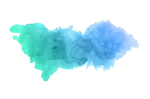 Abstract aquarel achtergrondafbeelding met een vloeibare Splatter van Aquarelle verf, geïsoleerd op wit. Blauwe en turquoise pasteltinten — Stockfoto