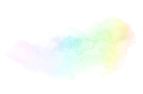 Imagen de fondo de acuarela abstracta con una salpicadura líquida de pintura acuarela, aislada en blanco. Tonos arco iris — Foto de Stock