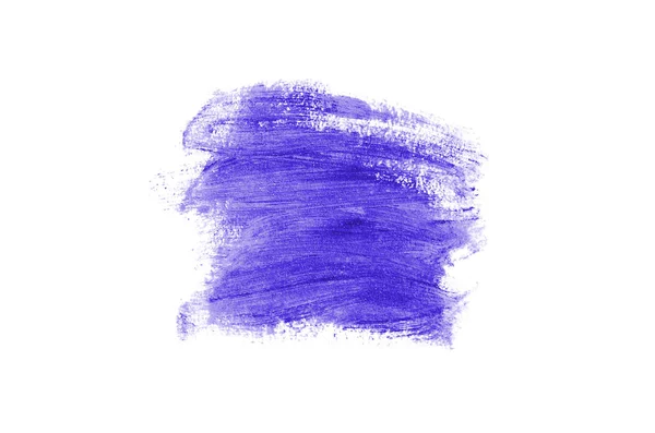 Mancha y textura de lápiz labial o pintura acrílica aislada sobre fondo blanco. Color violeta — Foto de Stock