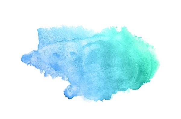 Imagem de fundo aquarela abstrata com um respingo líquido de tinta aquarelle, isolado sobre branco.tons pastel azul e turquesa — Fotografia de Stock