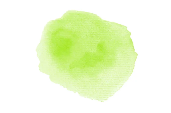 Abstrakt akvarell bakgrundsbild med en flytande splatter av akvarellfärg, isolerad på vitt. Ljusgröna toner — Stockfoto