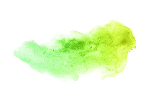 Abstract aquarel achtergrondafbeelding met een vloeibare Splatter van Aquarelle verf, geïsoleerd op wit. Groene en gele pasteltinten — Stockfoto