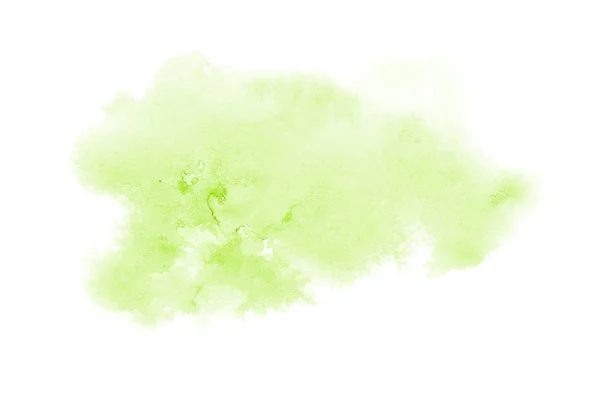 Abstraktes Aquarell-Hintergrundbild mit einem flüssigen Spritzer Aquarellfarbe, isoliert auf Weiß. Grüntöne — Stockfoto