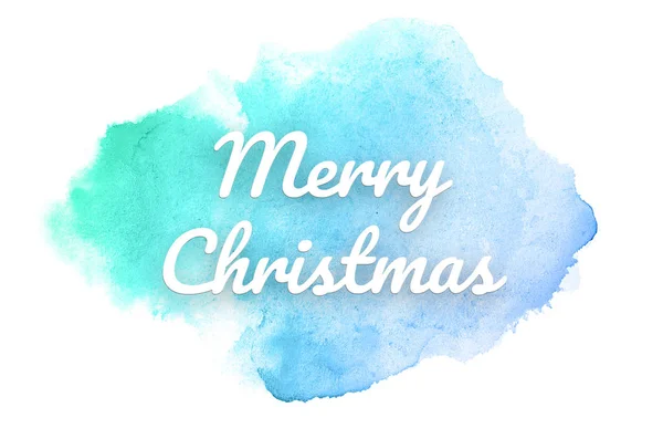 Abstract watercolor background image with a liquid splatter of aquarelle paint.Blue and turquoise pastel tones. Merry Christmas — Stock Photo, Image