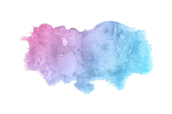 Abstraktes Aquarell-Hintergrundbild mit einem flüssigen Spritzer Aquarellfarbe, isoliert auf Weiß. rosa und blaue Pastelltöne — Stockfoto