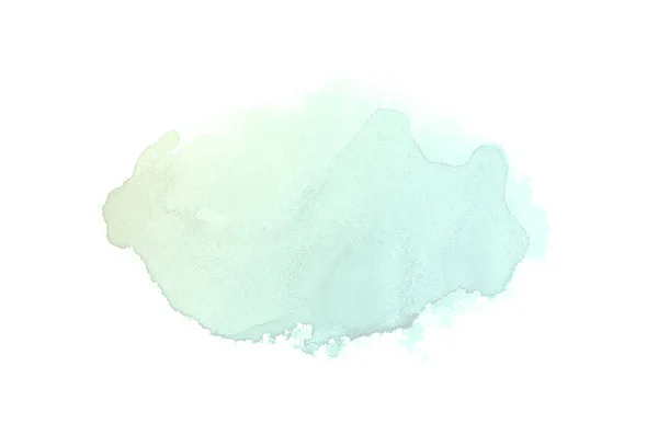 Abstract watercolor background image with a liquid splatter of aquarelle paint, isolated on white.Green and yellow pastel tones — Stock Photo, Image