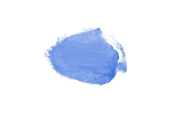 Smear en textuur van lippenstift of acrylverf geïsoleerd op witte achtergrond. Blauwe kleur — Stockfoto