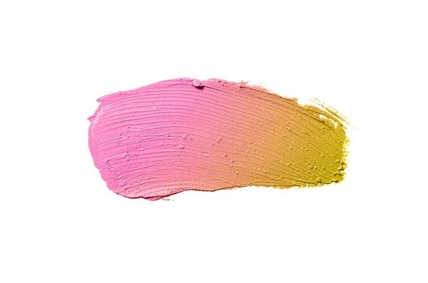 Smear och textur av läppstift eller akrylfärg isolerad på vit bakgrund. Brons färg — Stockfoto