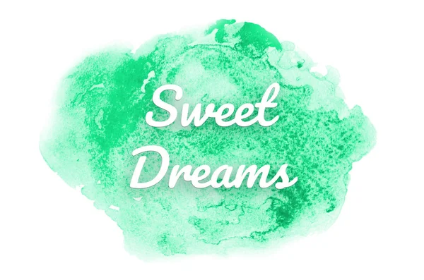 Abstract watercolor background image with a liquid splatter of aquarelle paint. Turquoise tones. Sweet Dreams — Stock Photo, Image