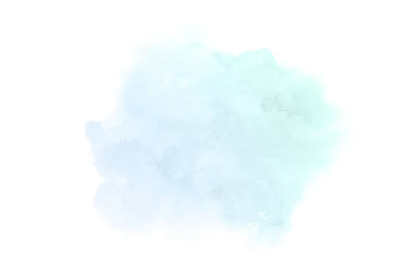 Imagem de fundo aquarela abstrata com um respingo líquido de tinta aquarelle, isolado sobre branco.tons pastel azul e turquesa — Fotografia de Stock