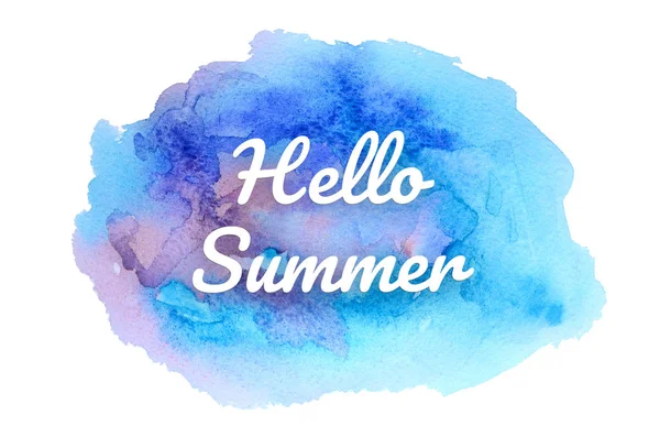 Abstract watercolor background image with a liquid splatter of aquarelle paint. Cold tones. Hello summer — Stockfoto