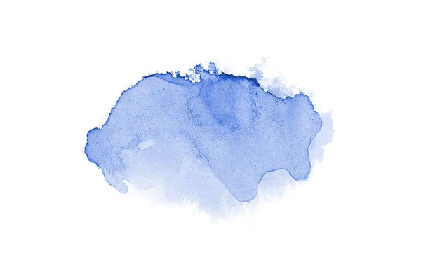 Image abstraite de fond aquarelle avec une éclaboussure liquide de peinture aquarelle, isolée sur blanc. Des tons bleus — Photo