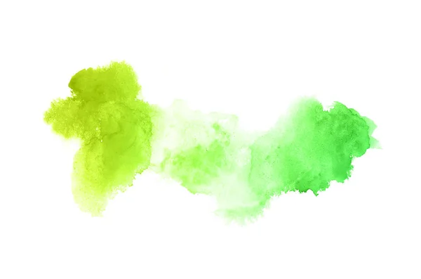 Abstract aquarel achtergrondafbeelding met een vloeibare Splatter van Aquarelle verf, geïsoleerd op wit. Groene en gele pasteltinten — Stockfoto