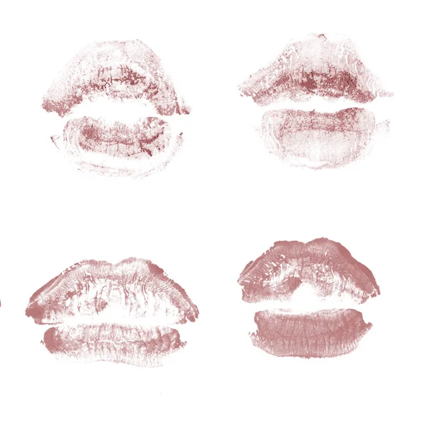 女性の唇口紅のキスプリントセットバレンタインデー孤立o — ストック写真