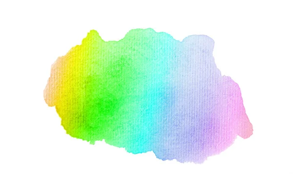 Imagen de fondo de acuarela abstracta con una salpicadura líquida de pintura acuarela, aislada en blanco. Tonos arco iris —  Fotos de Stock