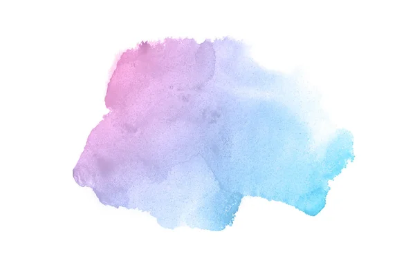 Abstraktes Aquarell-Hintergrundbild mit einem flüssigen Spritzer Aquarellfarbe, isoliert auf Weiß. rosa und blaue Pastelltöne — Stockfoto