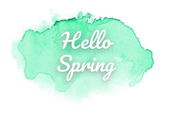 Abstract watercolor background image with a liquid splatter of aquarelle paint. Turquoise tones. Hello spring — Stock Photo, Image