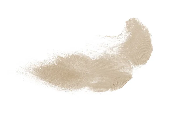 Smear ve ruj veya akrilik boya beyaz arka plan üzerinde izole doku. Kahverengi renk — Stok fotoğraf