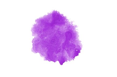 Beyaz üzerine izole edilmiş, sıvı bir kova boyası ile soyut suluboya arka plan görüntüsü. Mor tonları