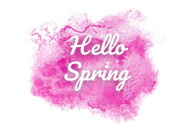 Kova boyası sıvı bir sıçrama ile soyut suluboya arka plan görüntüsü. Pembe tonları. Merhaba bahar